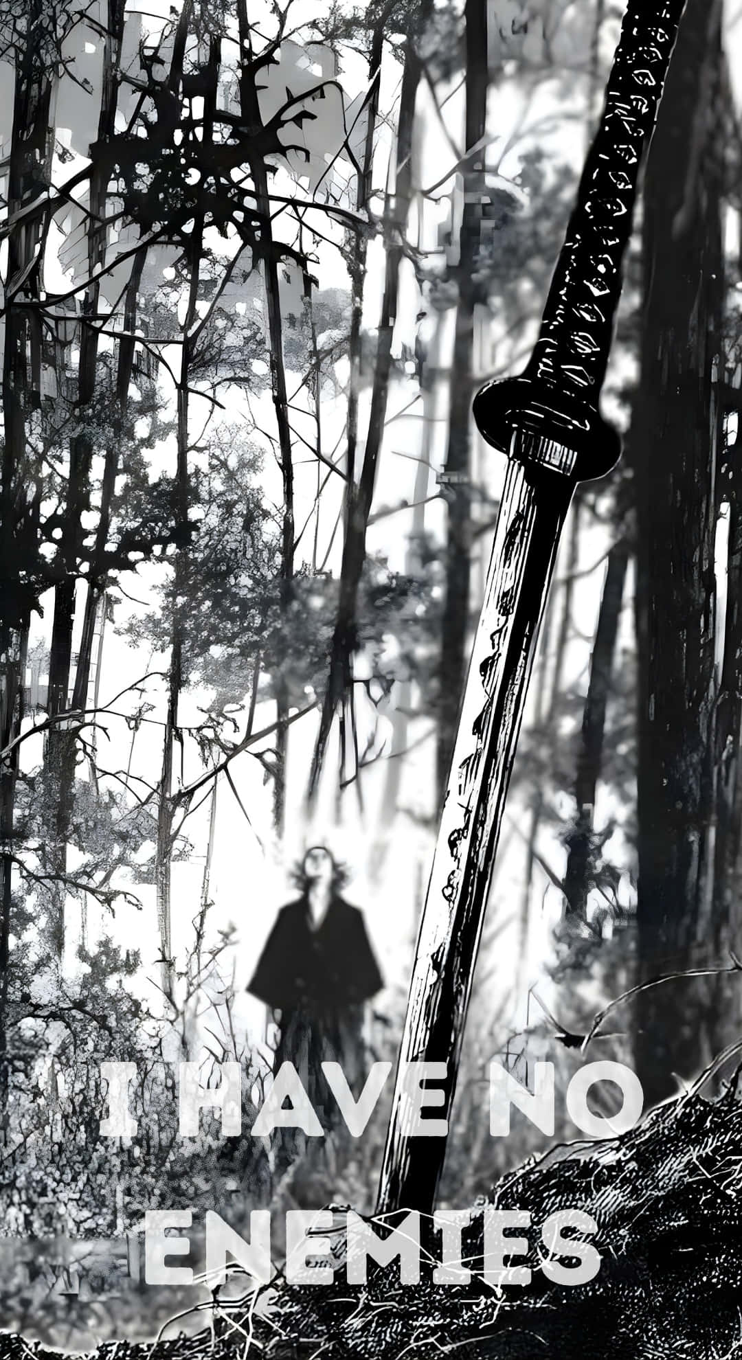 I Have No Enemies, katana, hooded figure, Full HD Phone Wallpaper