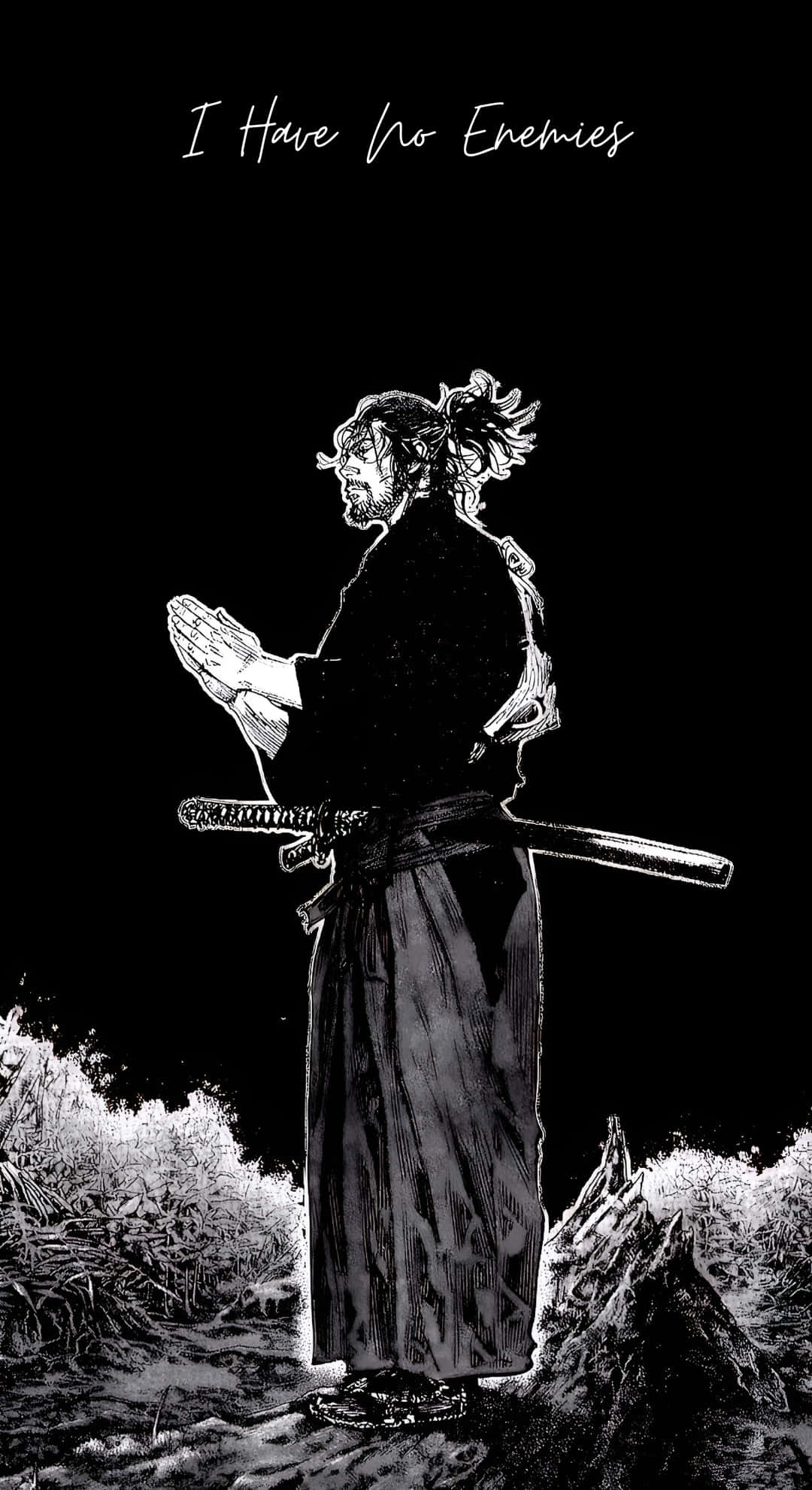 I Have No Enemies, samurai, monochrome, Full HD Phone Wallpaper