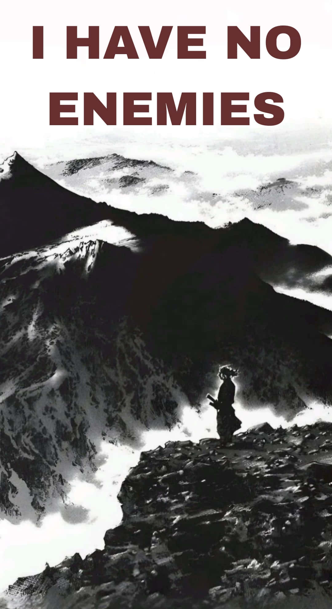 I Have No Enemies, snowy mountain ridge, lone warrior, Full HD Phone Wallpaper