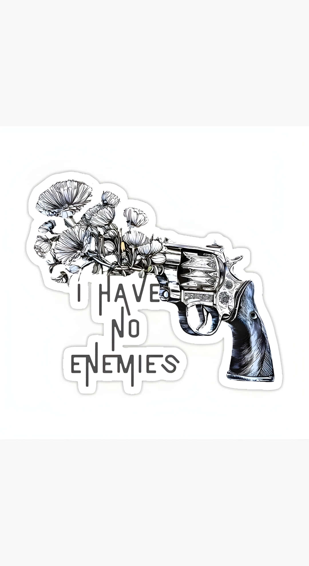 I Have No Enemies, revolver, flowers, Full HD Phone Wallpaper