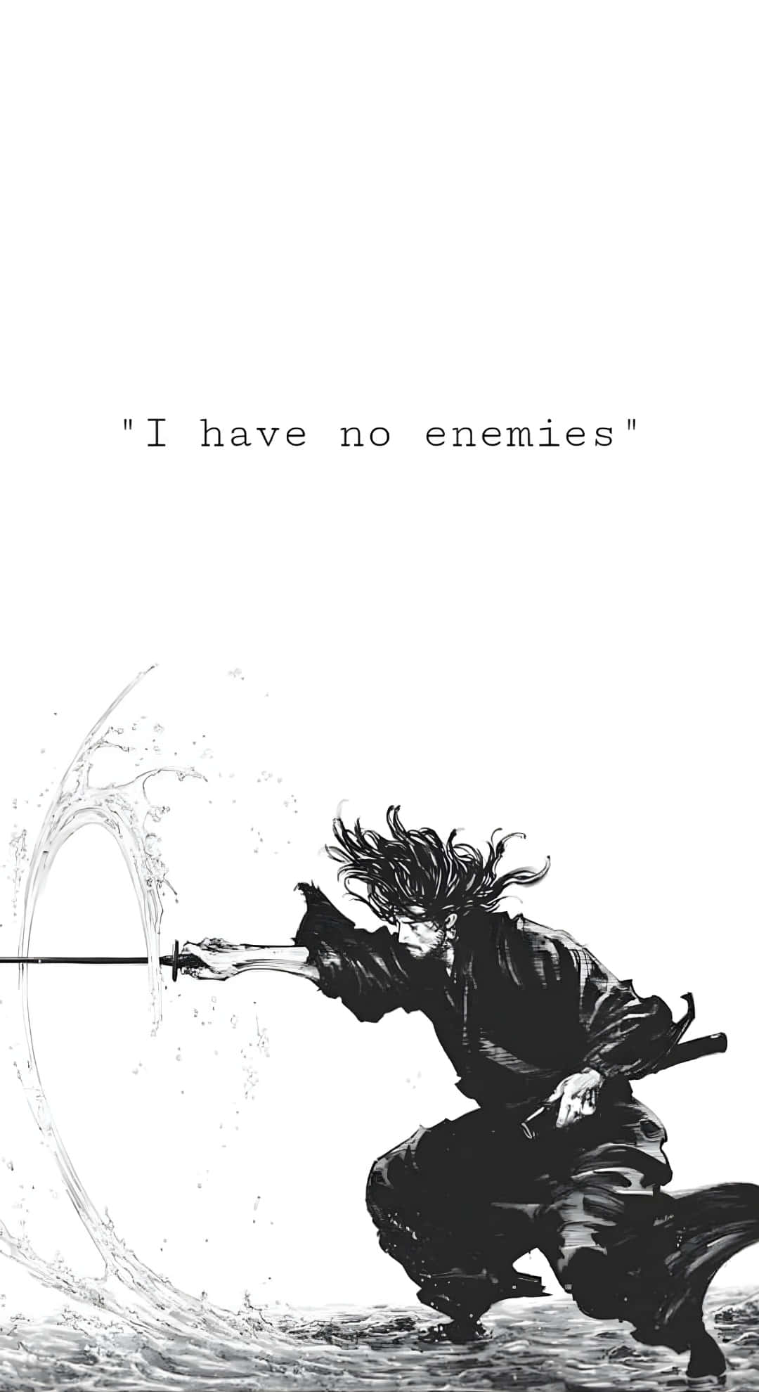 I Have No Enemies, samurai, black ink, Full HD Phone Wallpaper