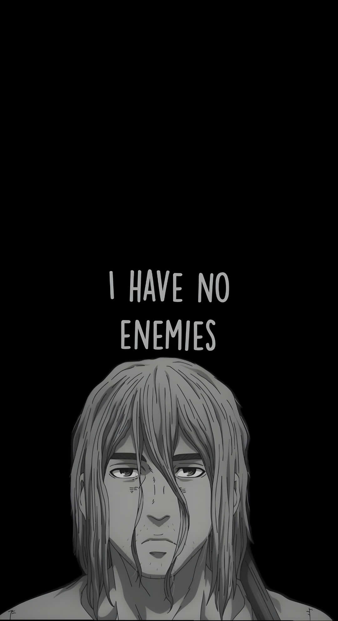 I Have No Enemies, grayscale, anime-style, Full HD Phone Wallpaper