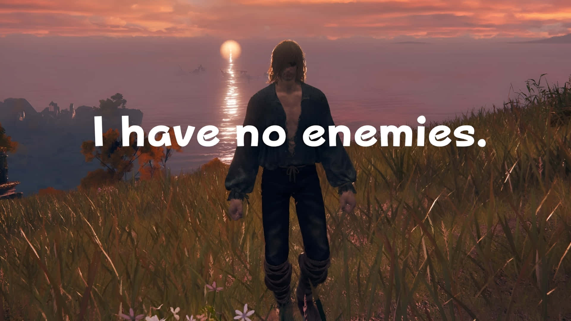 I Have No Enemies, sunset, tall grass, Full HD Desktop Wallpaper