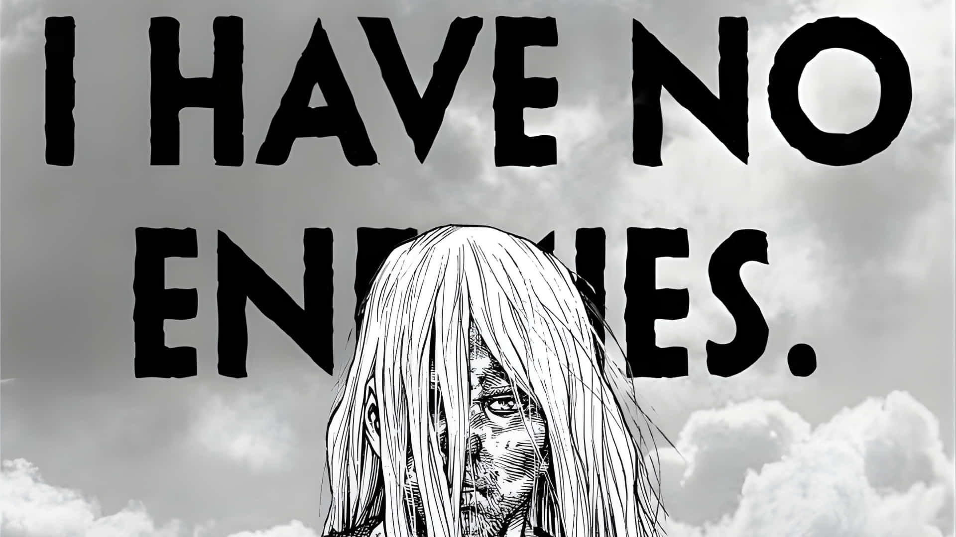 I Have No Enemies, black and white, manga-style, Full HD Desktop Wallpaper