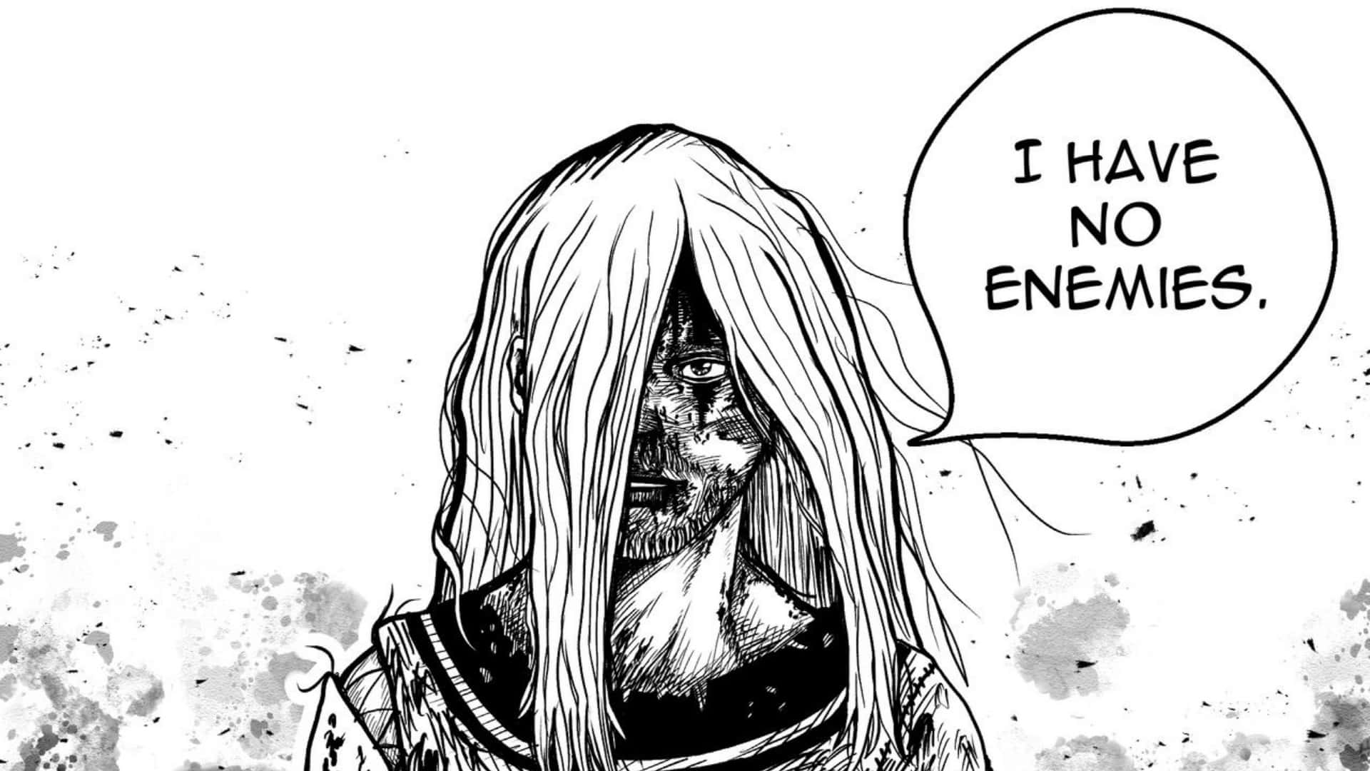 I Have No Enemies, black and white manga panel, hooded figure, Full HD Desktop Wallpaper