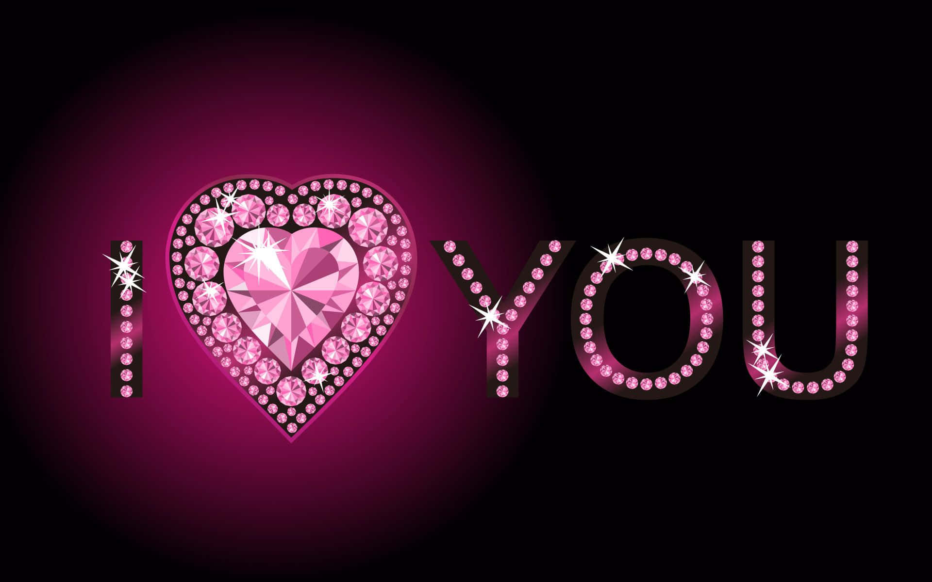 pink bejeweled i heart pfp, I LOVE YOU, sparkling pink heart, Full HD Desktop Wallpaper