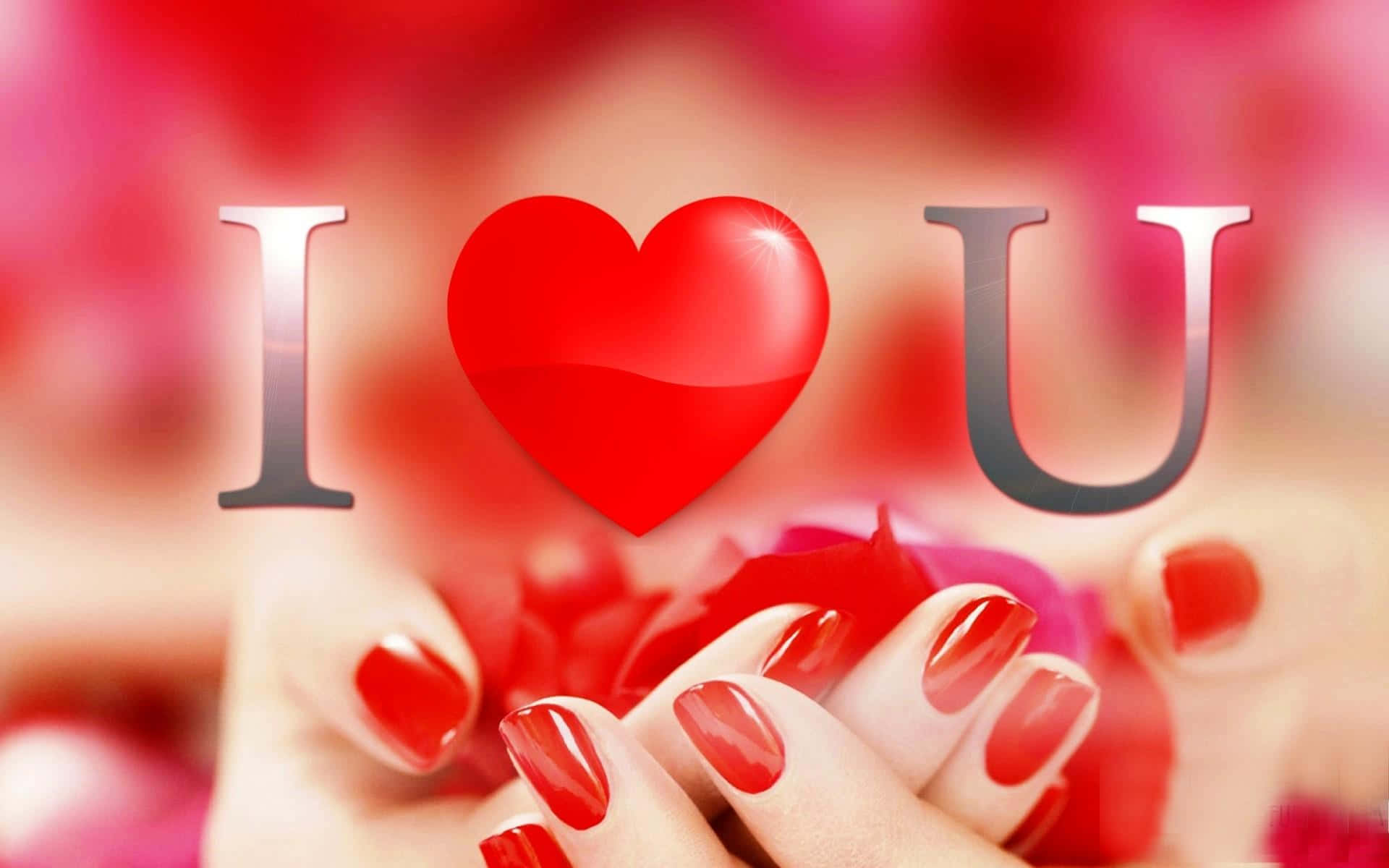 I Heart Pfp, red nails, red heart symbol, Full HD Desktop Wallpaper