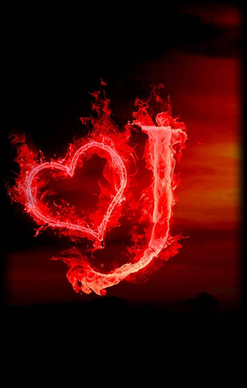 flame heart, letter J, fiery red heart, HD Phone Wallpaper