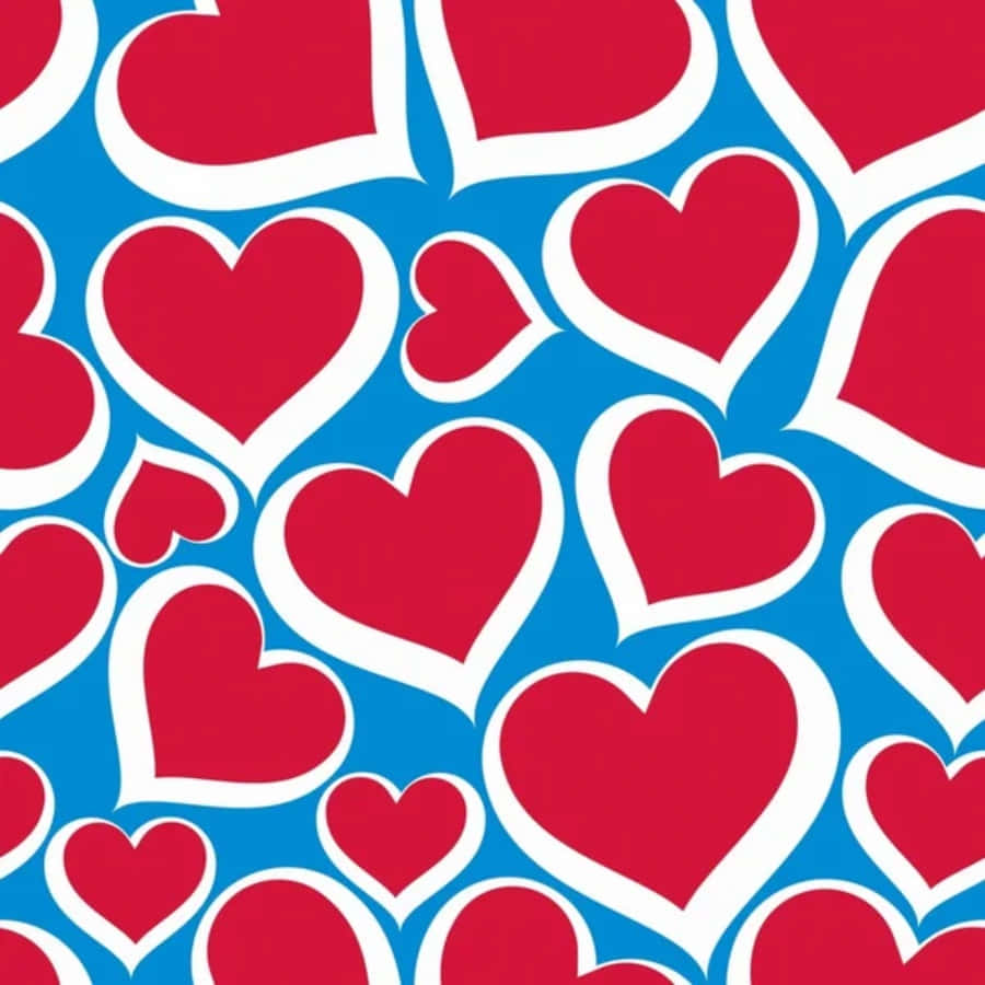 heart pattern, vibrant red hearts, white outlines, SD Desktop Wallpaper