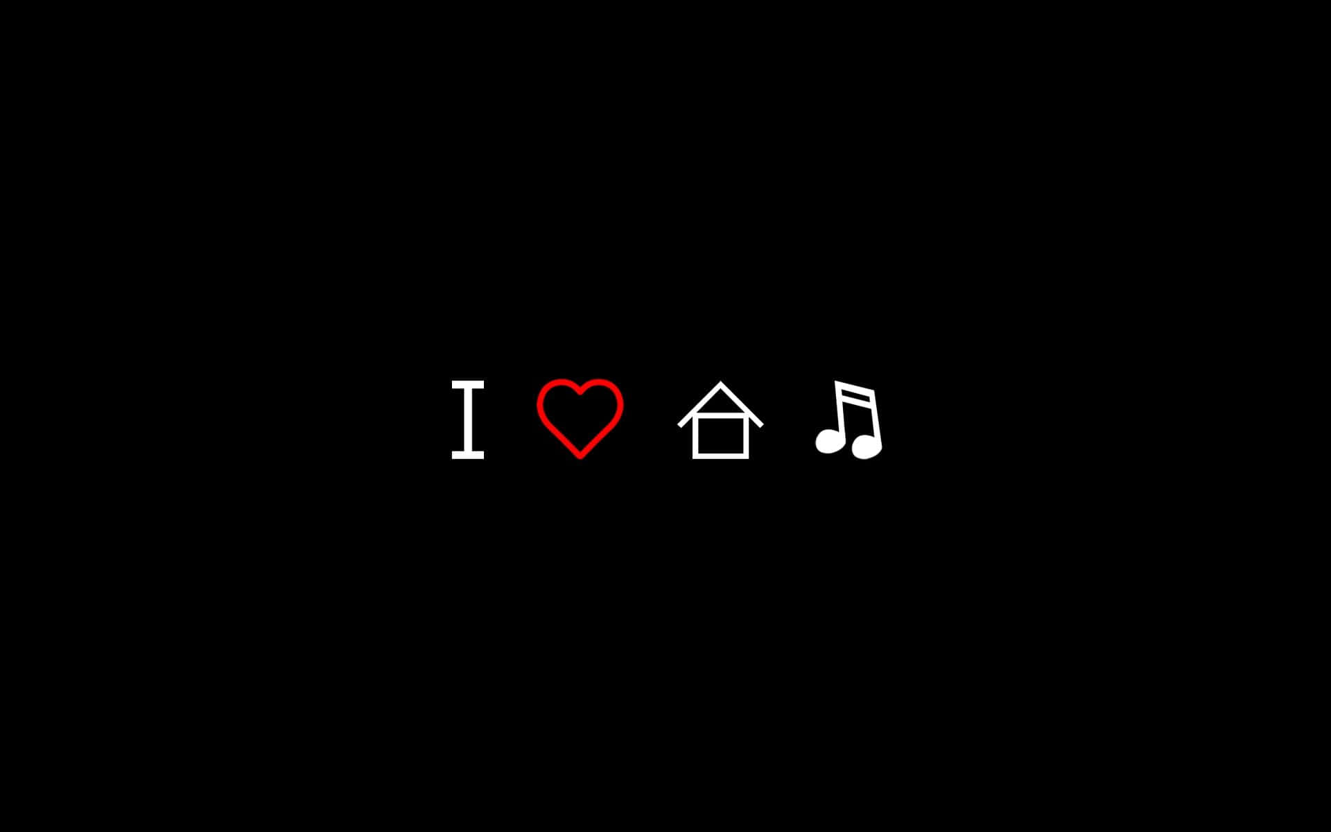 I Heart PFP, house music, minimalist black background, Full HD Desktop Wallpaper