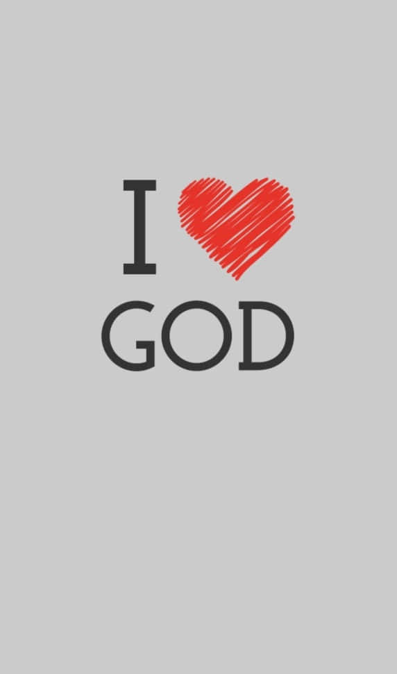 I Love God, red scribbled heart, bold black text, SD Phone Wallpaper