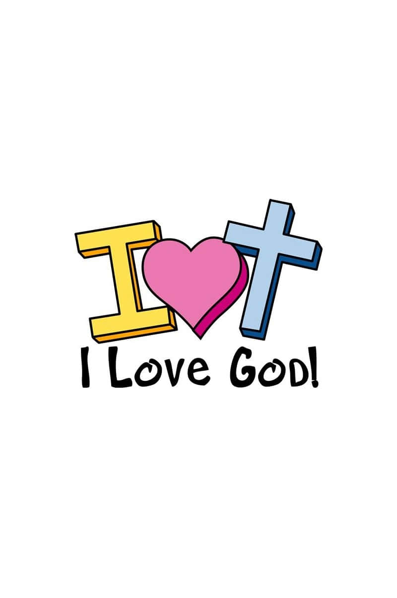 I Love God, yellow, pink heart, SD Phone Wallpaper