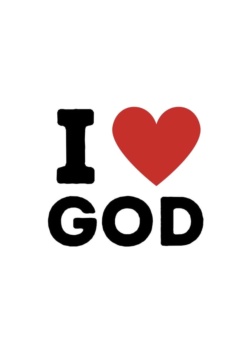 I Love God, black text, red heart symbol, SD Phone Wallpaper