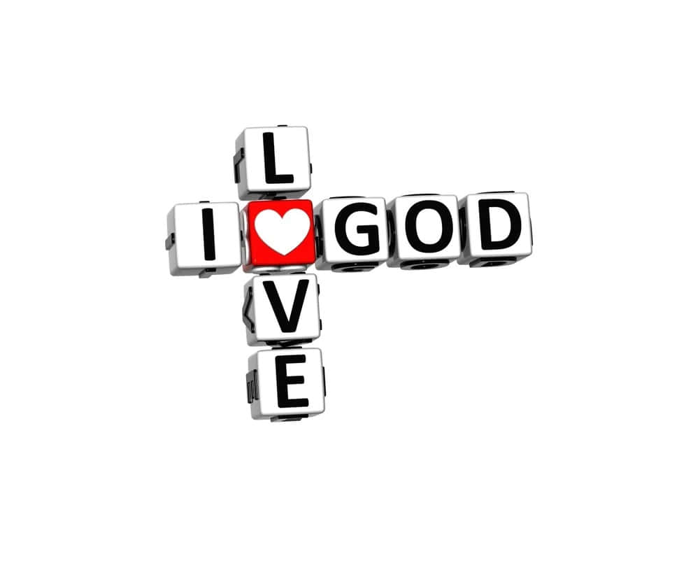 I Love God, cross puzzle, white cubes, SD Desktop Wallpaper