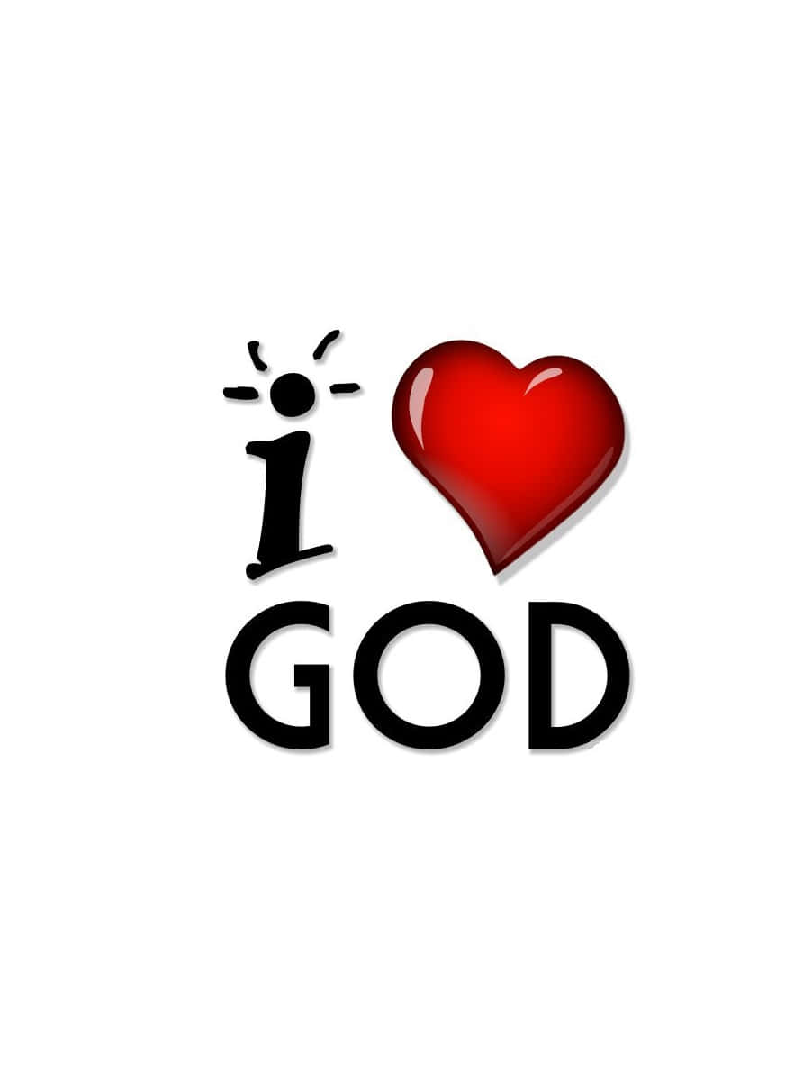 I Love God, glossy red heart, stylized person icon, SD Phone Wallpaper
