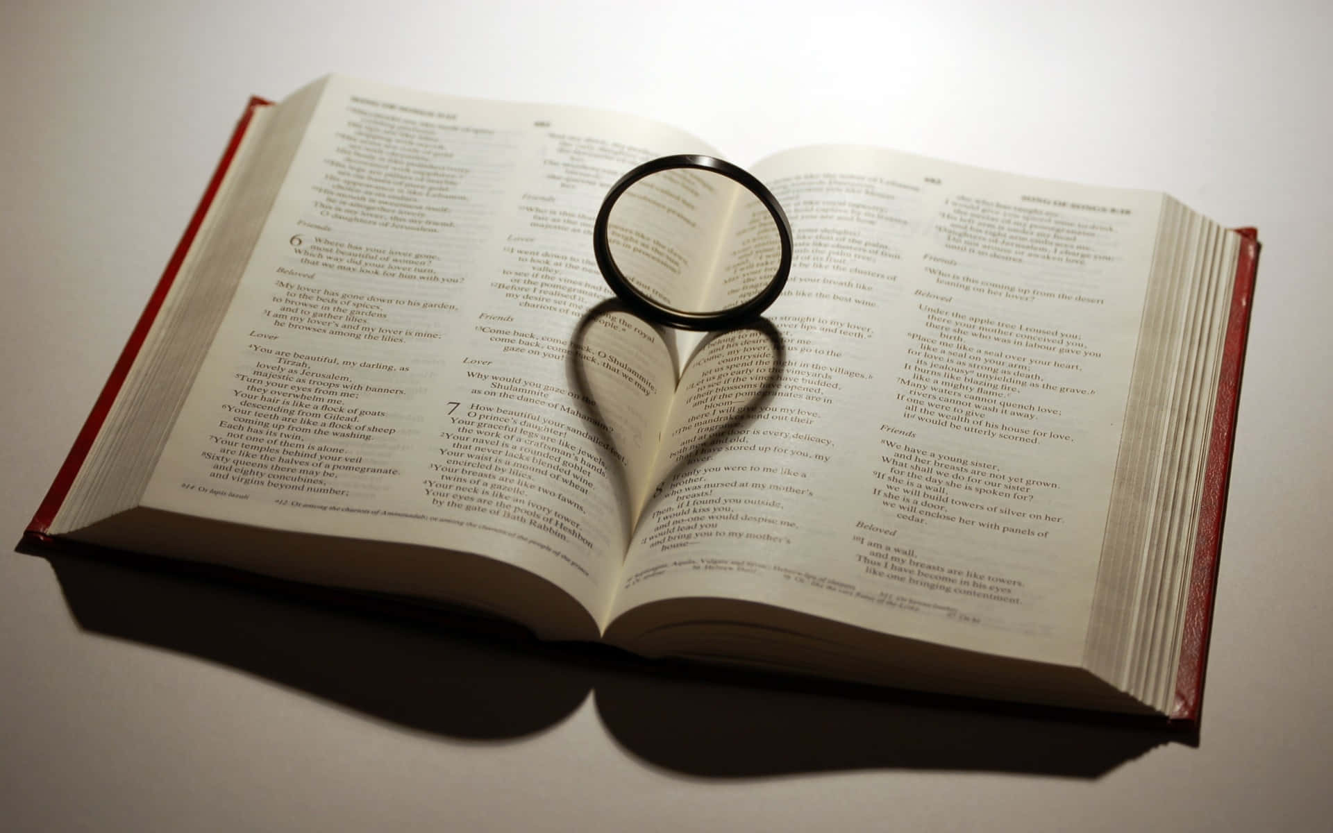 Loveof God Heart Shadow Book, magnifying glass, open book, Full HD Desktop Wallpaper