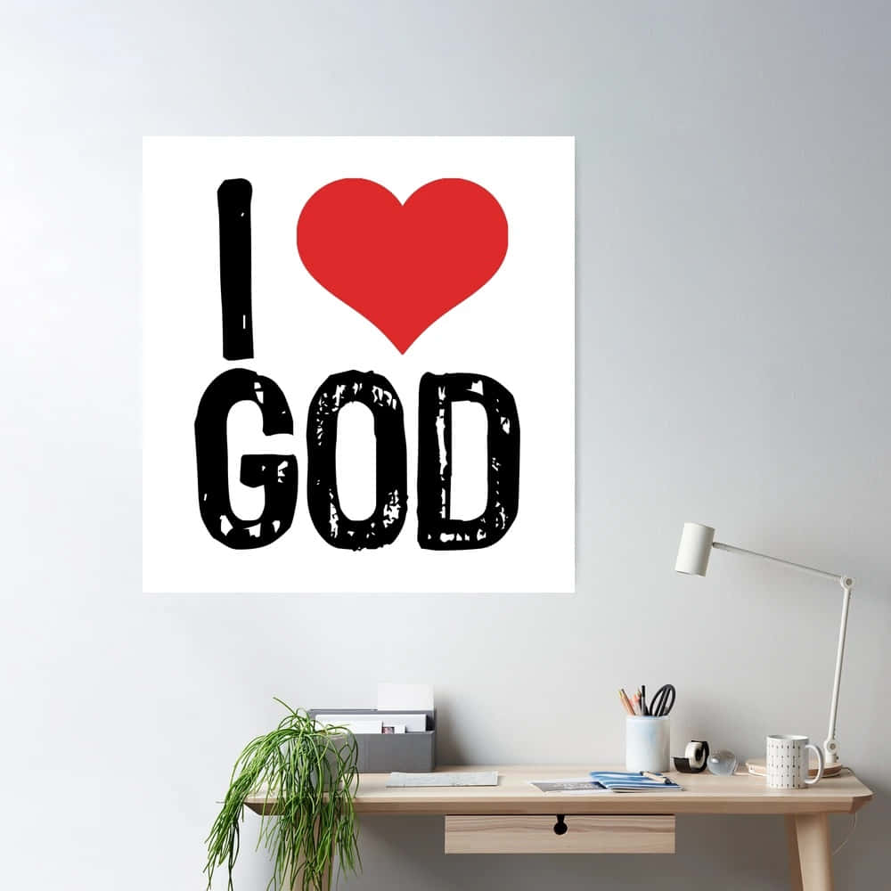 I Love God, black text, red heart, SD Desktop Wallpaper