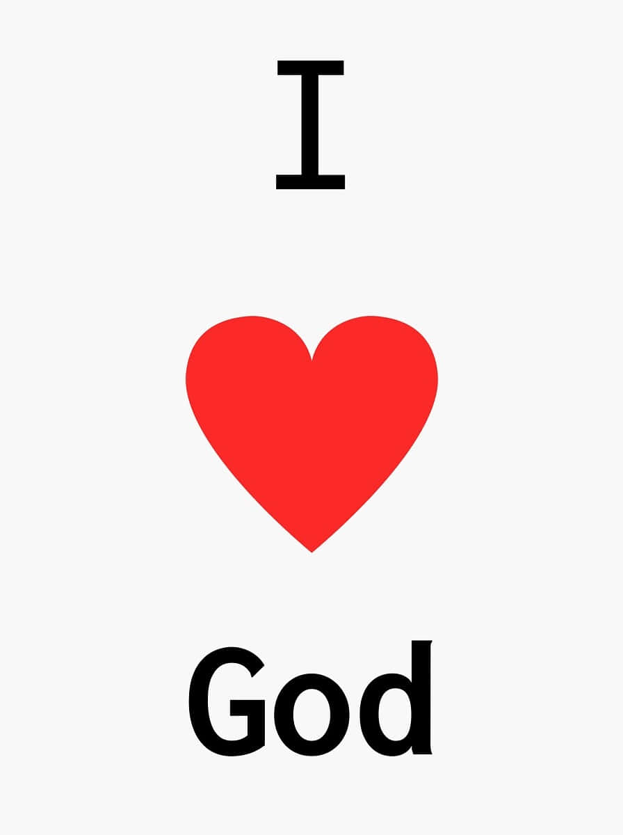I Love God, black text, red heart symbol, SD Phone Wallpaper