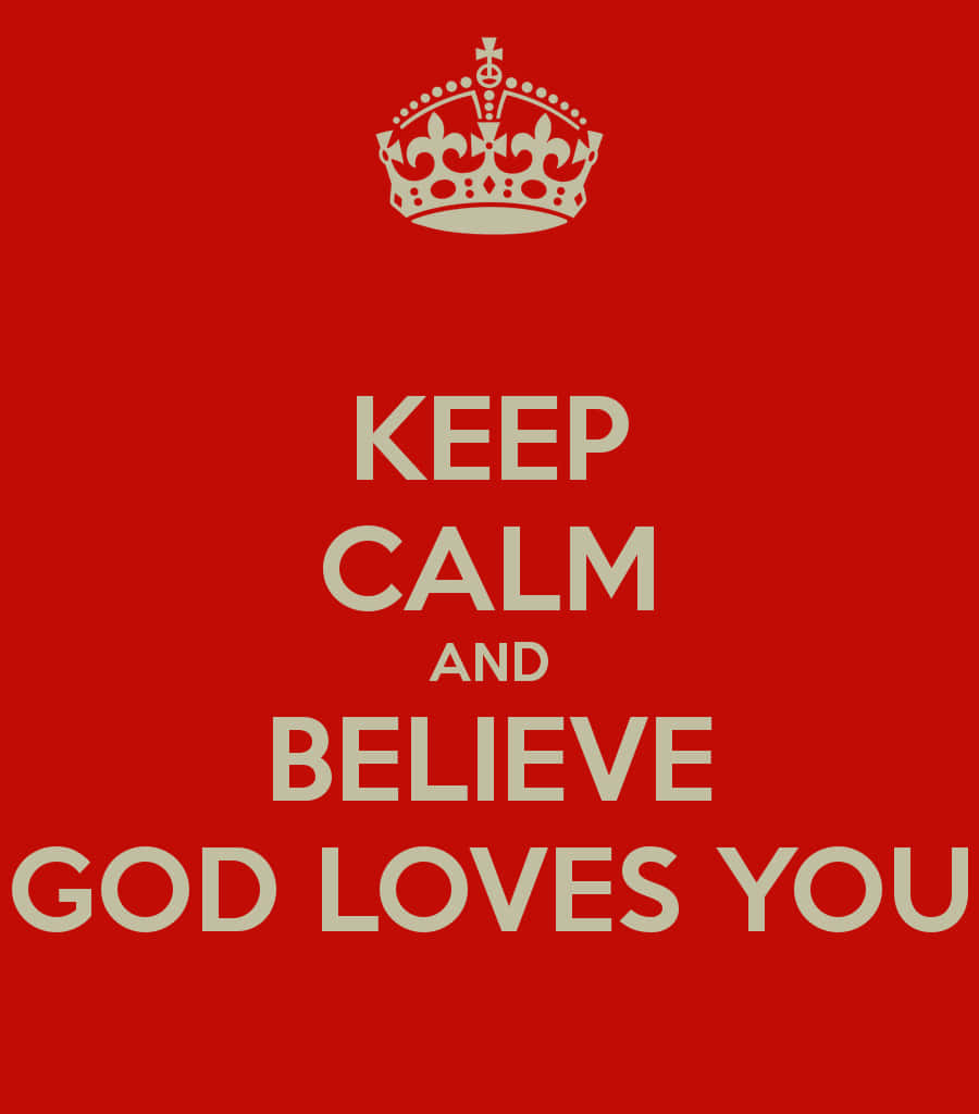 God loves you, red background, cream-colored text, SD Phone Wallpaper