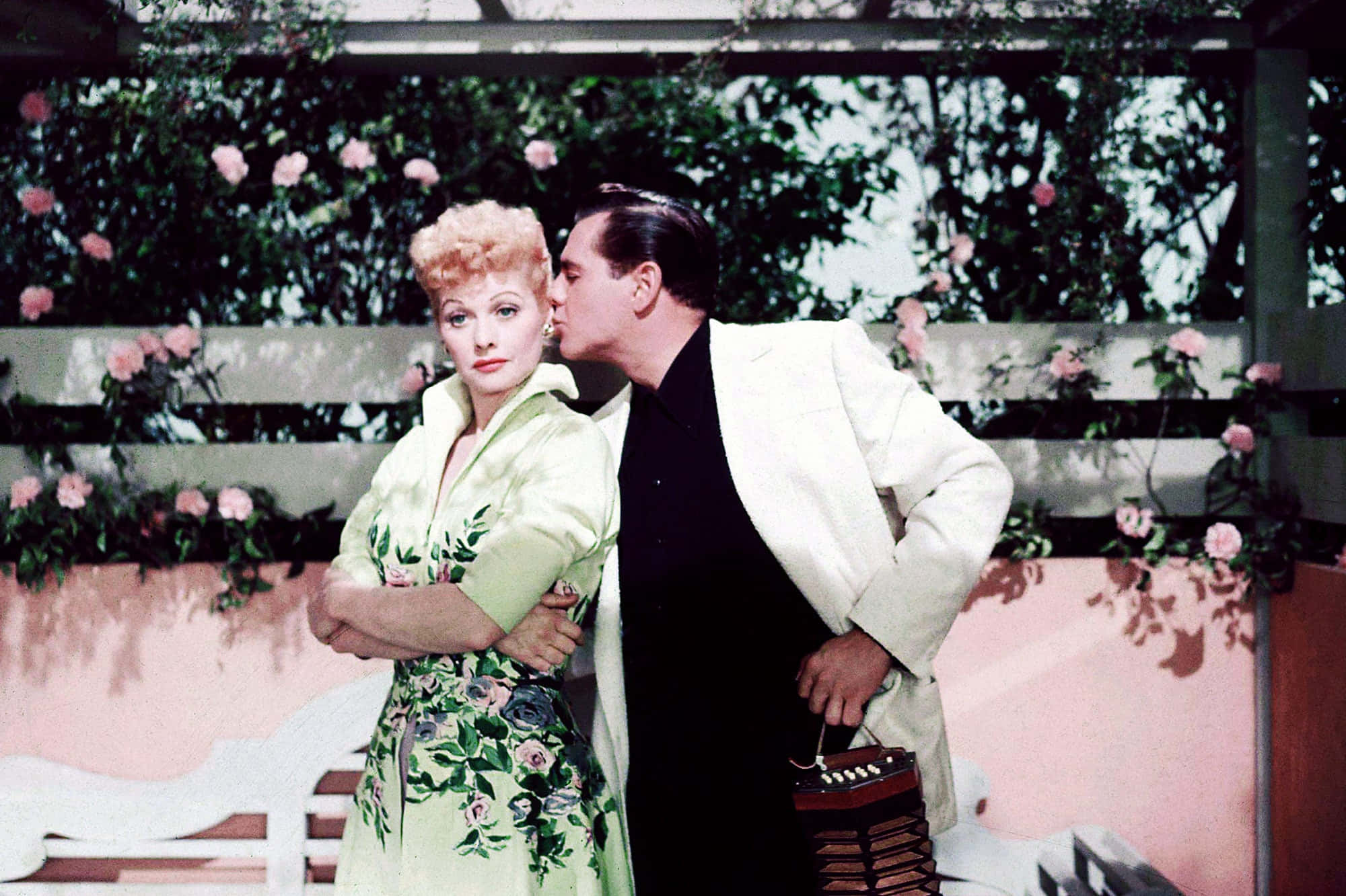 I love lucy, white jacket, floral dress, Full HD Desktop Wallpaper