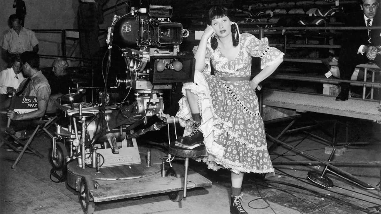 I love lucy, floral dress, film camera, HD Desktop Wallpaper
