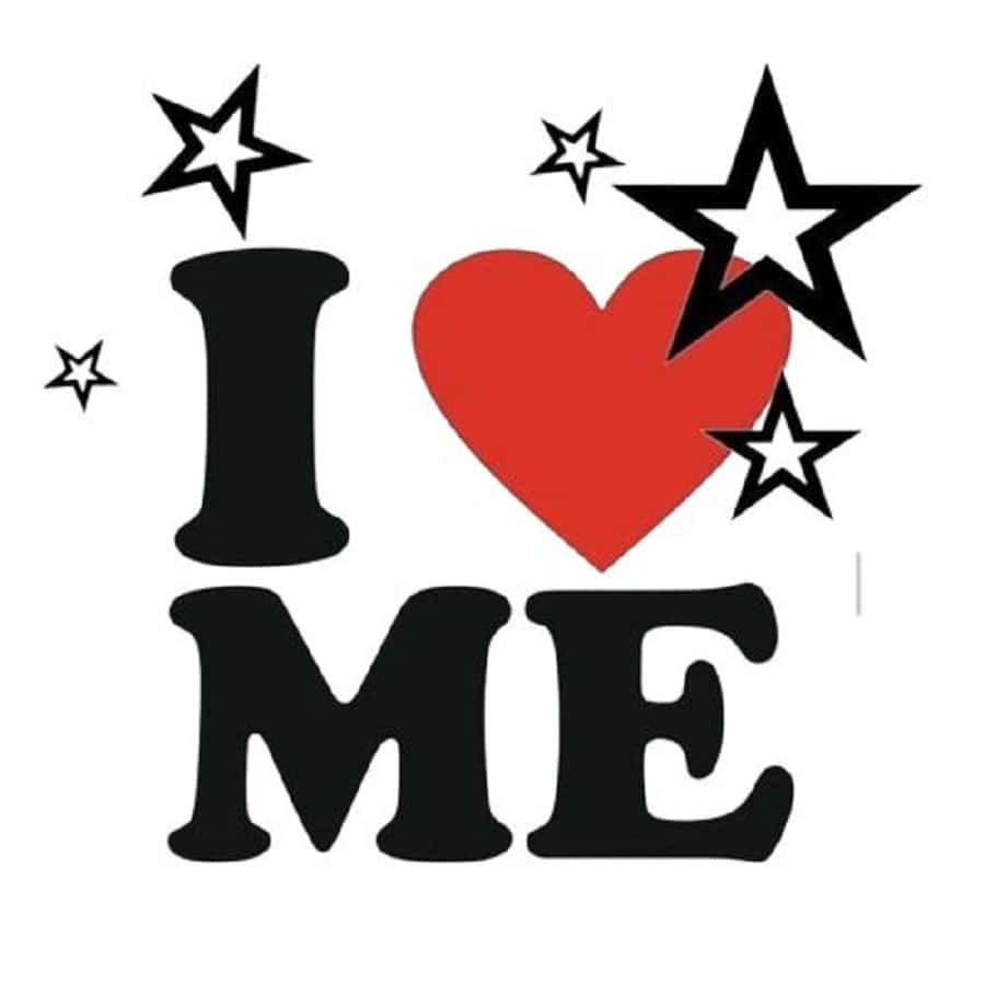 I heart ME, red heart, black stars, SD Desktop Wallpaper