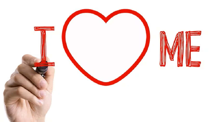 I love me, red marker, white surface, SD Desktop Wallpaper