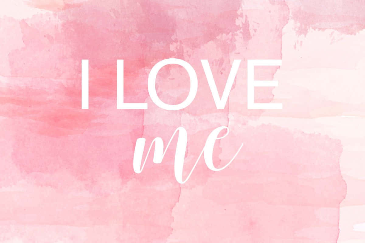 I LOVE me, soft pink watercolor background, blended washes, SD Desktop Wallpaper