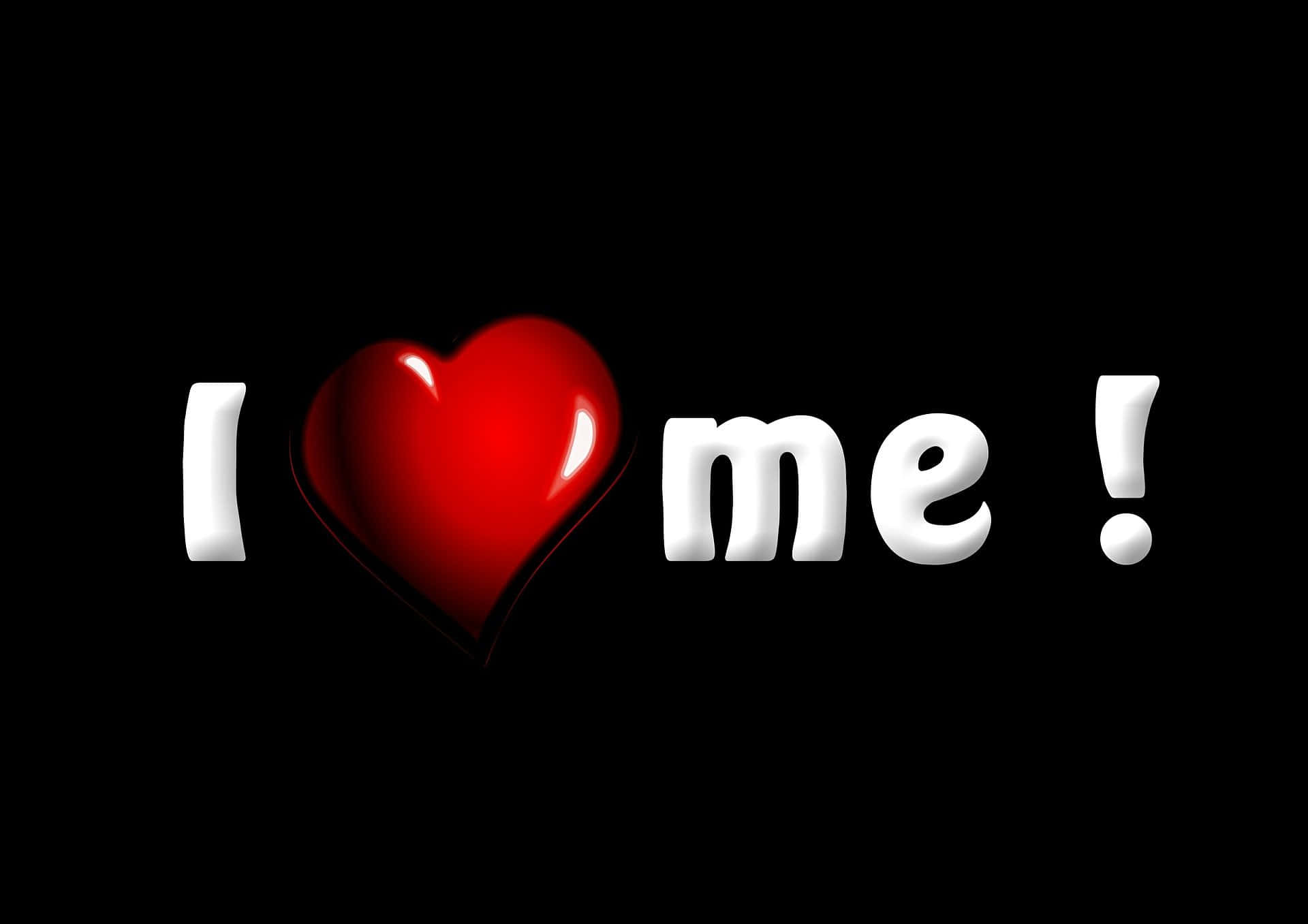 I Love Me, red heart, glossy white 3D letters, Full HD Desktop Wallpaper