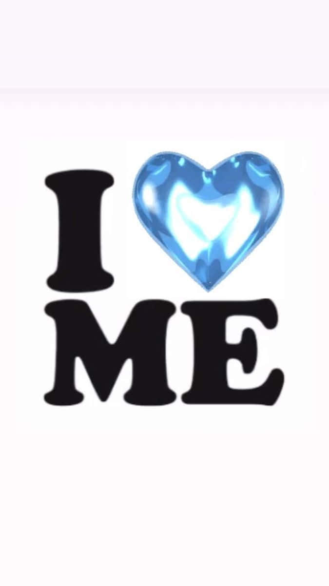 I Love Me, black text, glowing blue gemstone heart, SD Phone Wallpaper