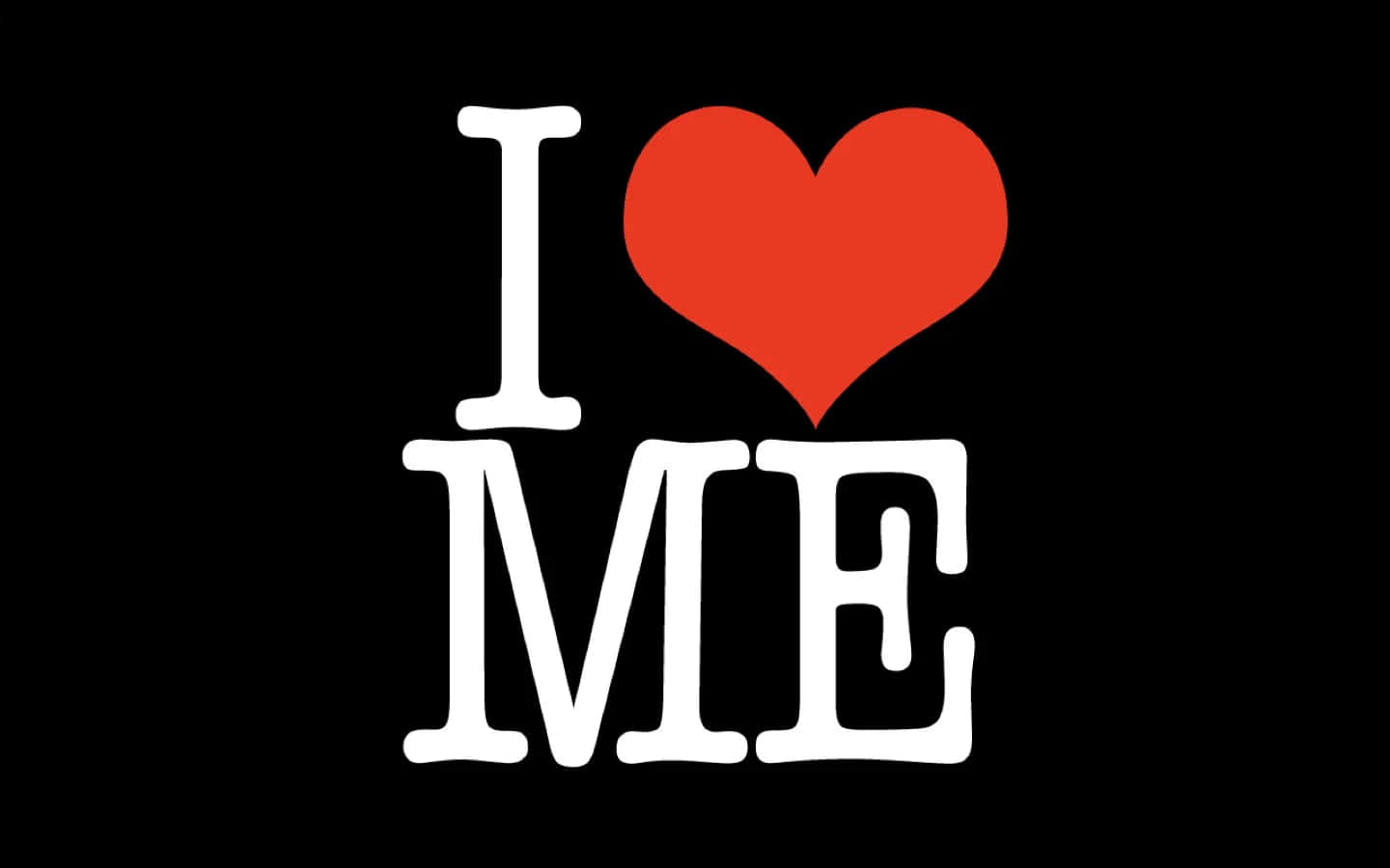 I Love Me, white text, red heart symbol, HD Desktop Wallpaper