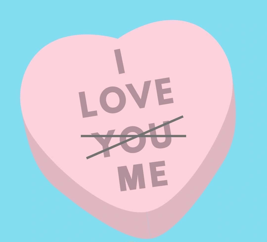 I LOVE YOU ME, pink heart-shaped candy, light blue background, SD Desktop Wallpaper