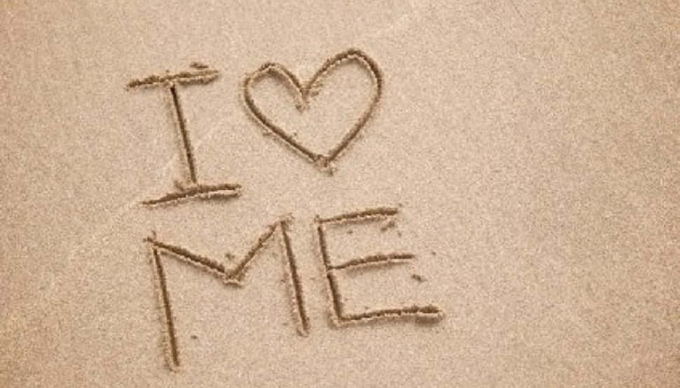 I Love Me, sand, heart symbol, SD Desktop Wallpaper