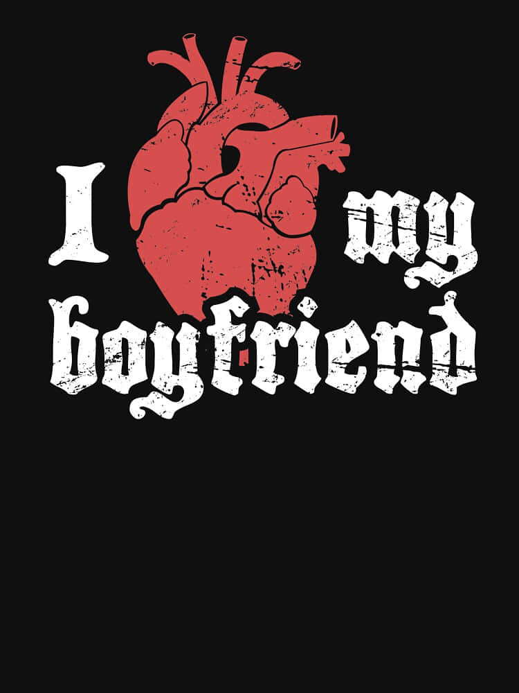 I love my boyfriend, red anatomical heart, black background, SD Phone Wallpaper