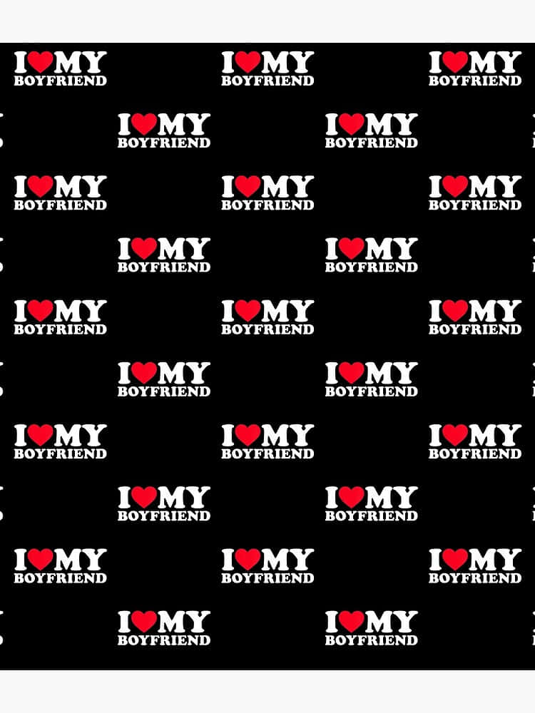 I Love My Boyfriend Pattern, white text, red heart, SD Phone Wallpaper