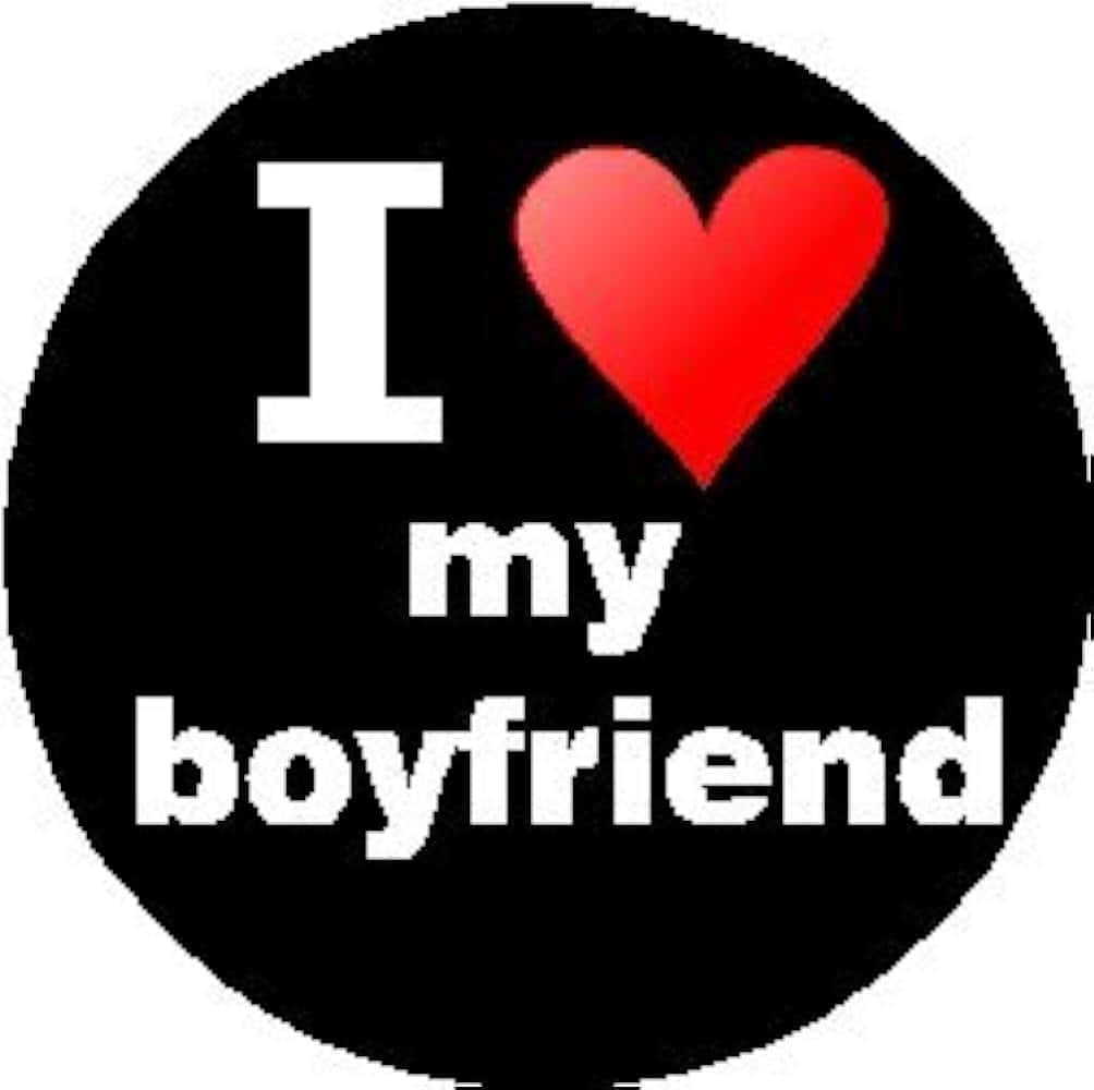 I Love My Boyfriend, black circular sticker, white text, SD Desktop Wallpaper