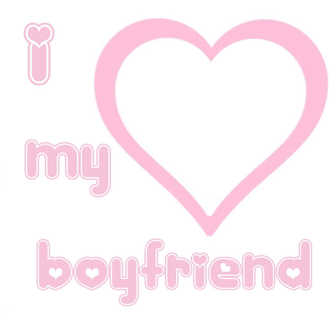Love My Boyfriend, pink heart, outlined text, SD Desktop Wallpaper