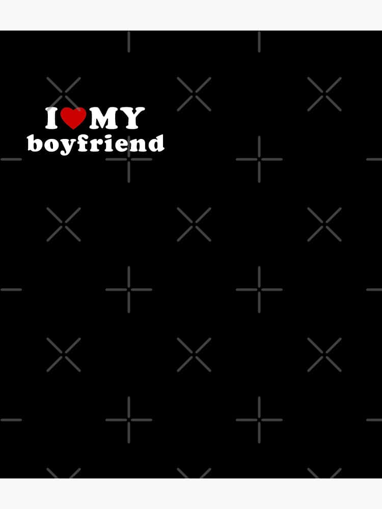 I Love My Boyfriend, black background, gray cross and X patterns, SD Phone Wallpaper