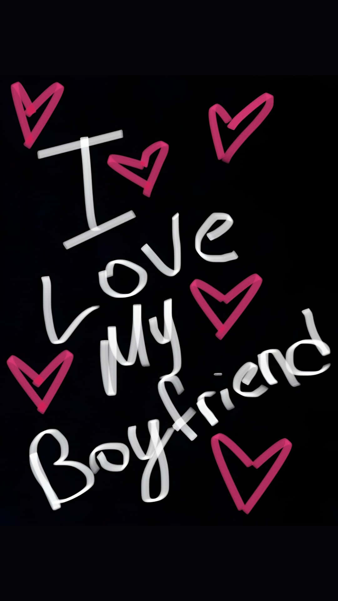 I Love My Boyfriend, white handwritten text, pink hearts, Full HD Phone Wallpaper
