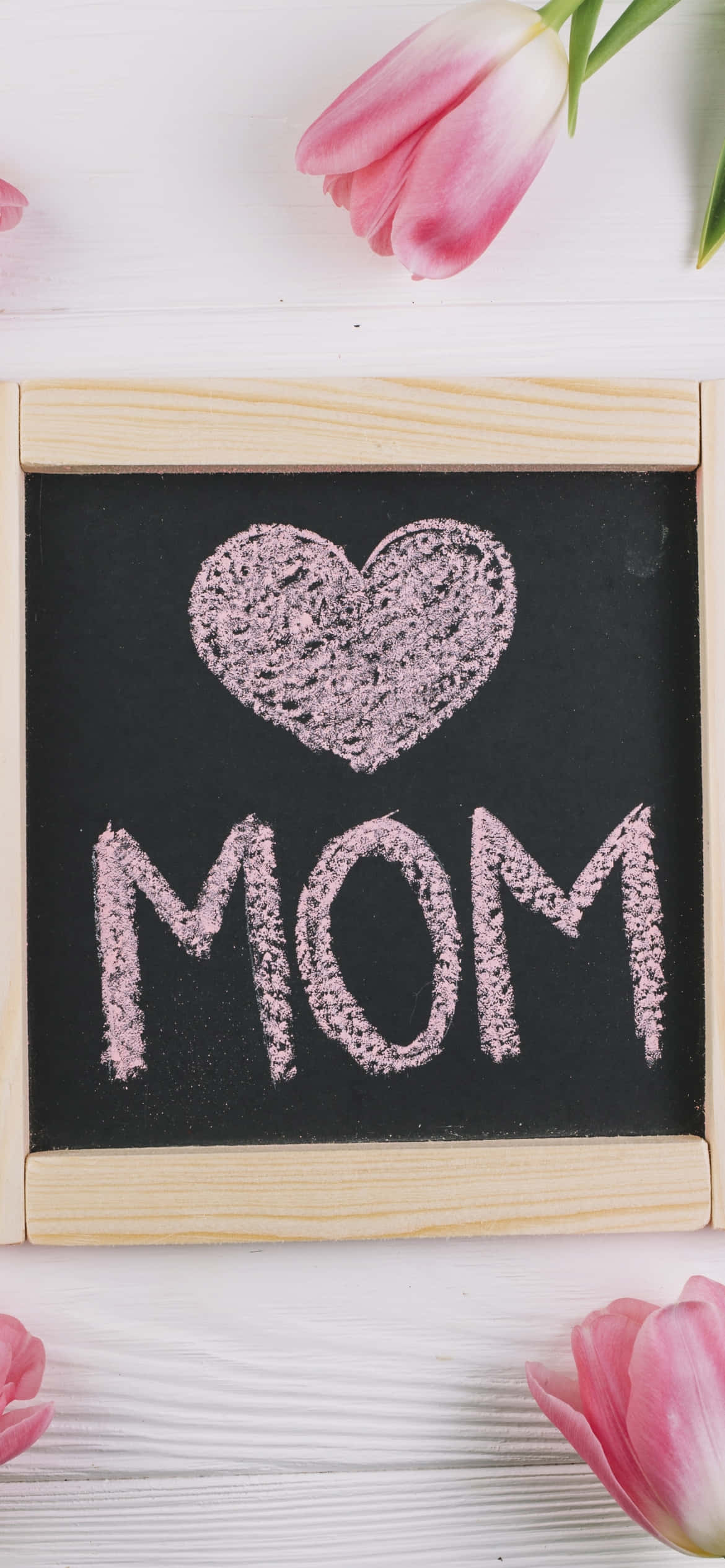 chalkboard, wood frame, pink chalk heart, Full HD Phone Wallpaper
