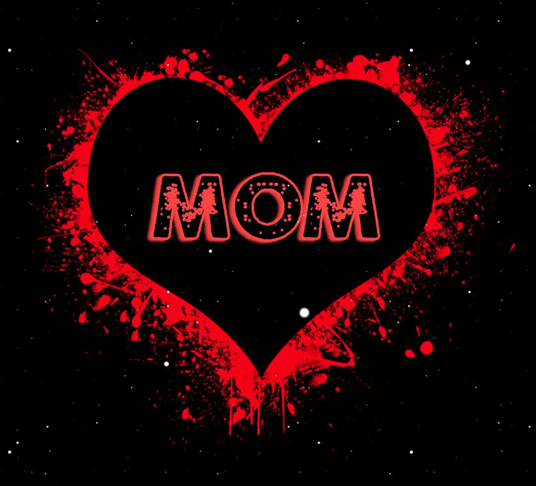 red heart, MOM, gritty letters, SD Desktop Wallpaper