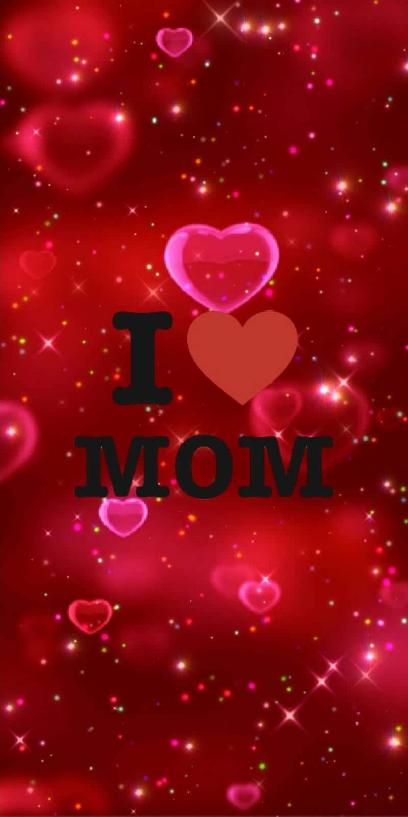 I ❤️ MOM, vibrant red, sparkling hearts, HD Phone Wallpaper