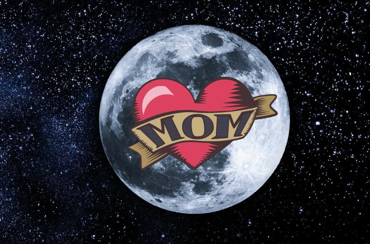 MOM, moon, starry night sky, HD Desktop Wallpaper