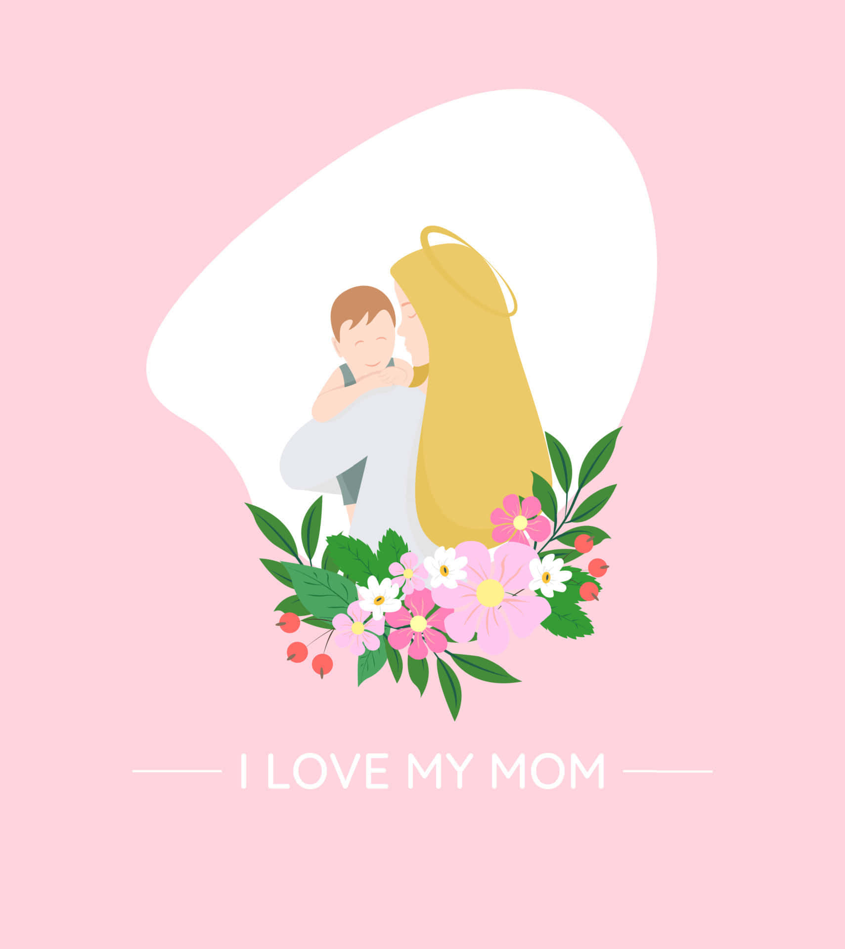 mother, baby, pink and white flowers, Full HD Phone Wallpaper