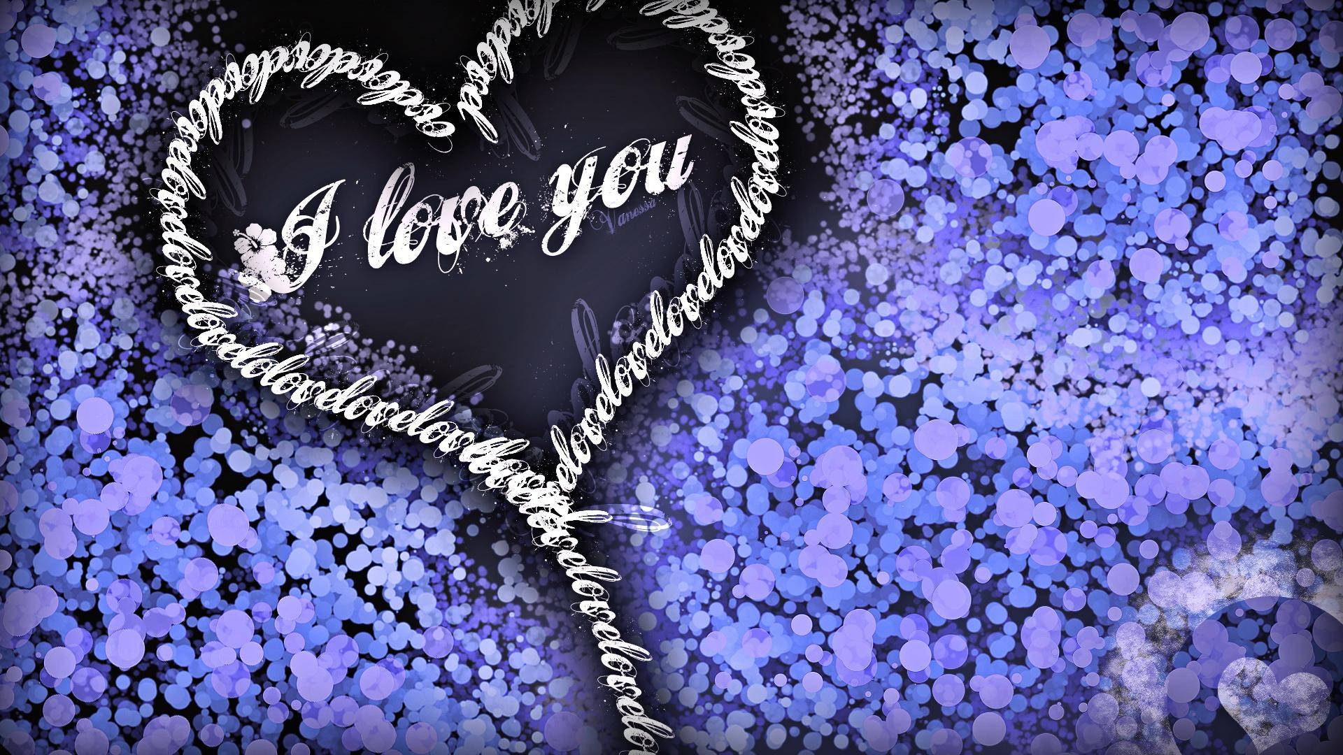 I Love You, glowing heart-shaped frame, elegant script, Full HD Desktop Wallpaper