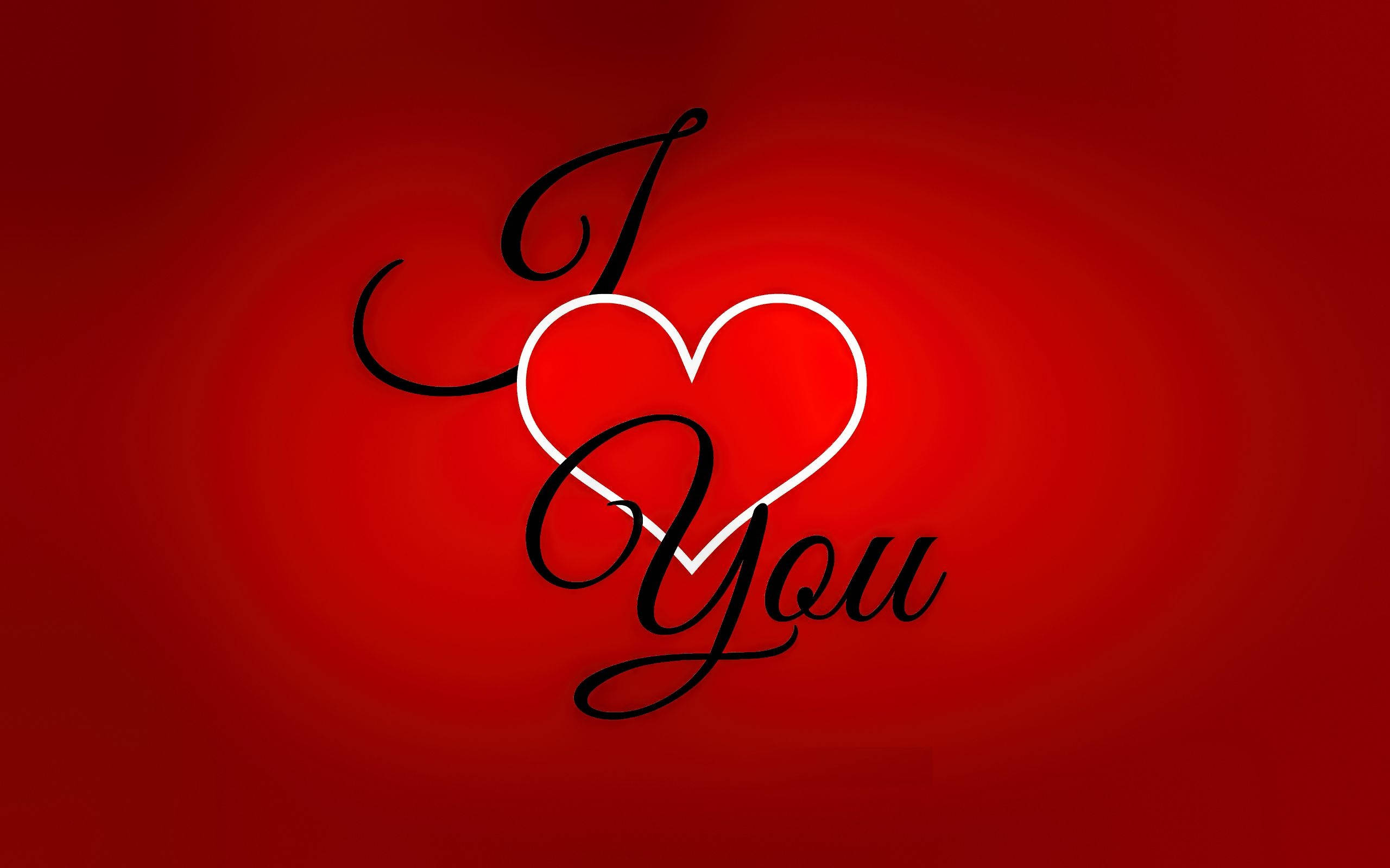 I Love You, red, black script, 2K Desktop Wallpaper