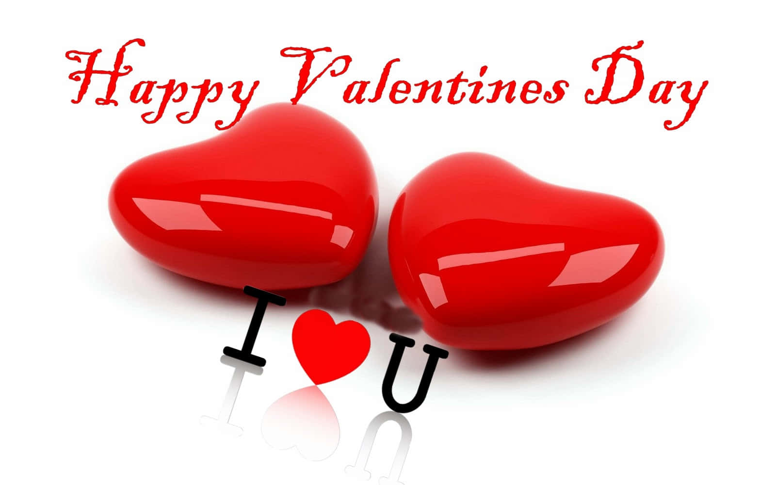 Happy Valentines Day, glossy red hearts, I love you text, HD Desktop Wallpaper