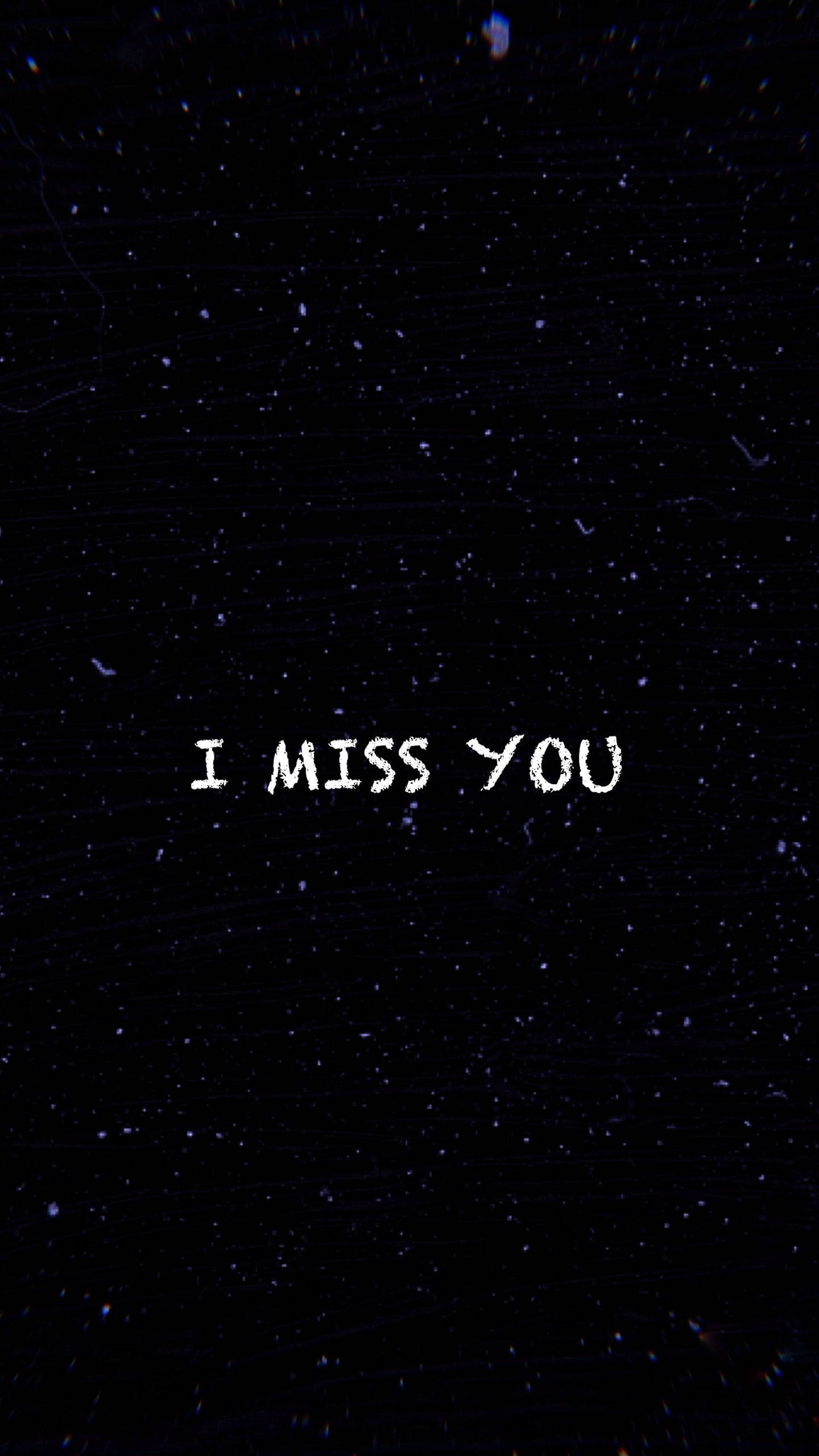 grainy art, I MISS YOU, dark starry sky, 2K Phone Wallpaper