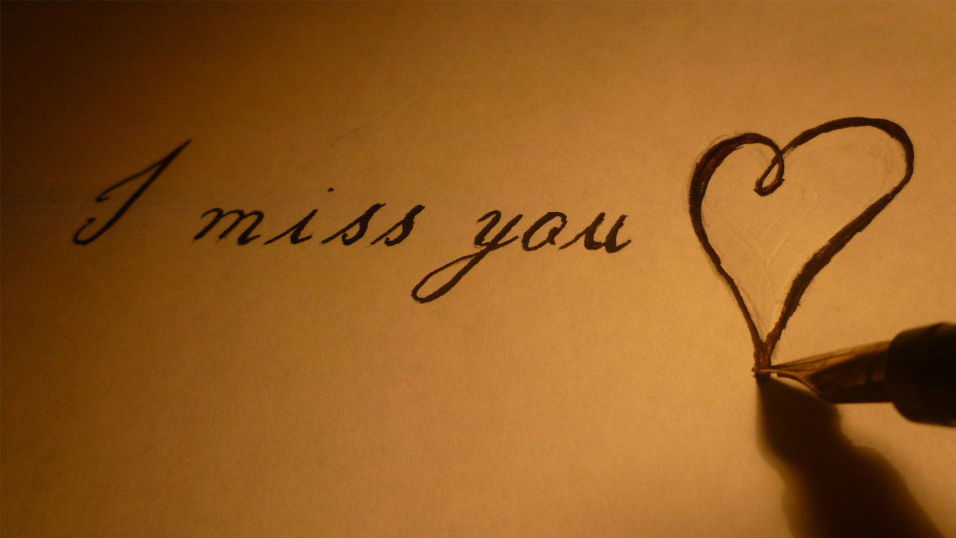 I miss you, fountain pen, heart, Full HD Desktop Wallpaper