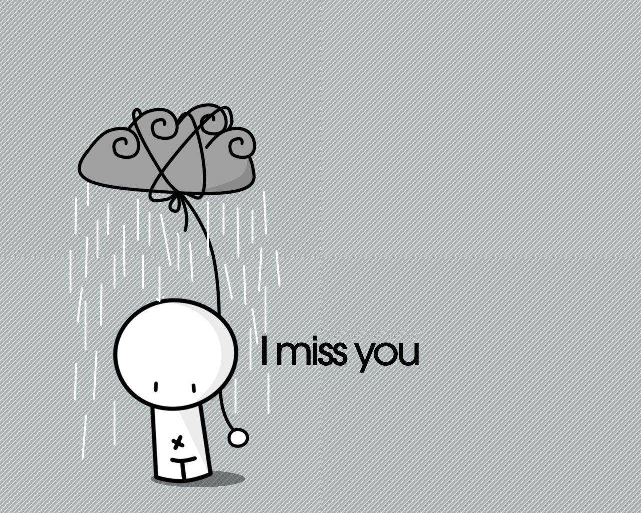 I miss you, minimalist cartoon figure, cloud, HD Desktop Wallpaper